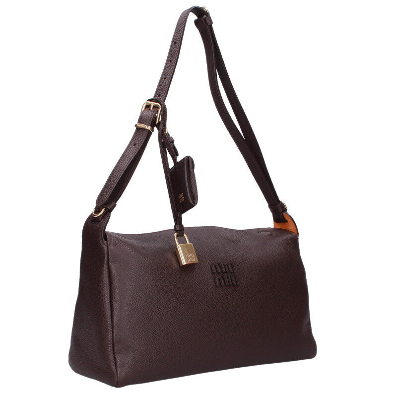 miumiu 5BC195 Logo Detail Leather Handbag Size ONE SIZE