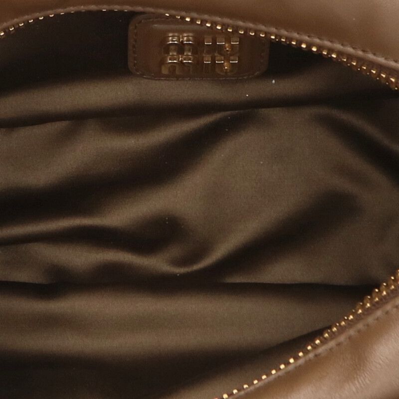 miumiu 26SS Arcady Leather Handbag Brown Size ONE SIZE
