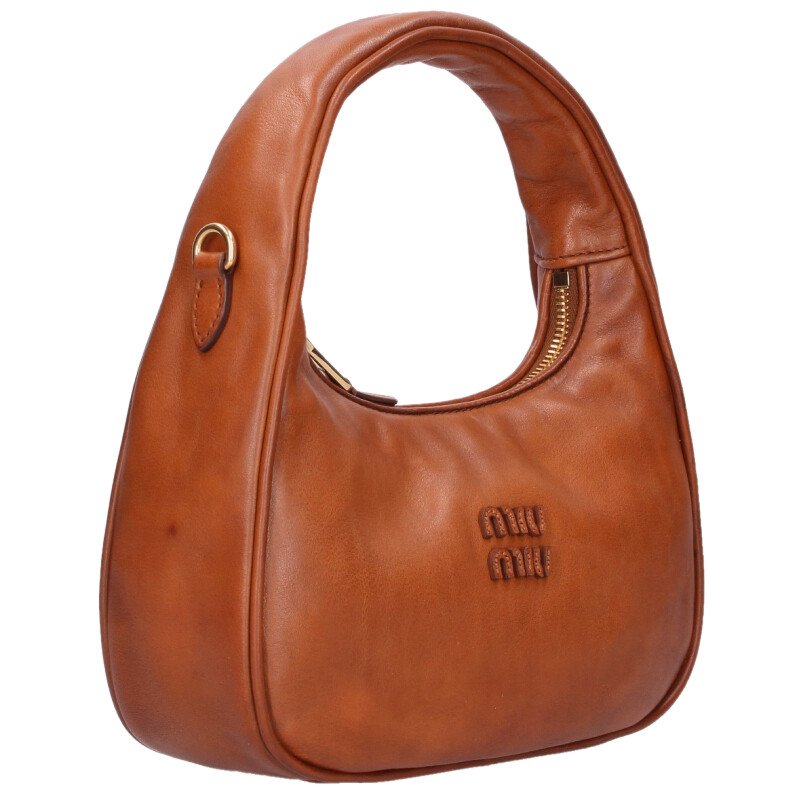 miumiu 26SS Hobo Leather Handbag Brown Size ONE SIZE