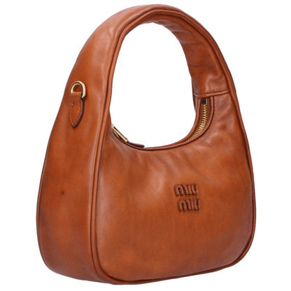 miumiu 26SS Hobo Leather Handbag Brown Size ONE SIZE