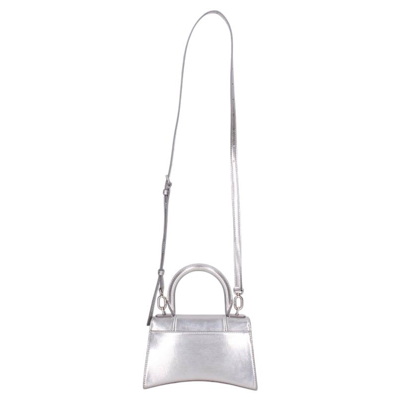 BALENCIAGA Hourglass XS 2-Way Handbag Silver Size XS