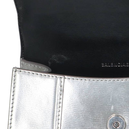 BALENCIAGA Hourglass XS 2-Way Handbag Silver Size XS