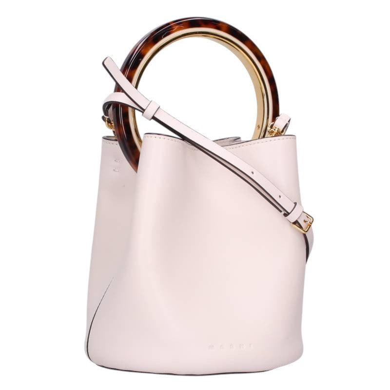 MARNI Panier Circle Bucket Handbag White Size ONE SIZE