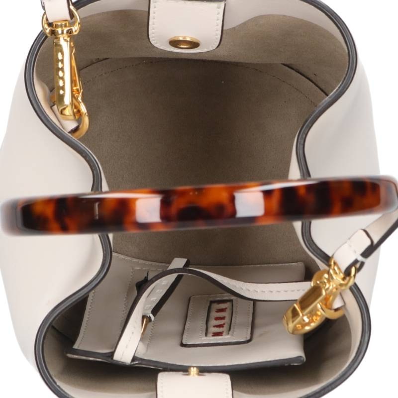 MARNI Panier Circle Bucket Handbag White Size ONE SIZE