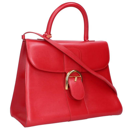 DELVAUX Brillant GM Leather 2-Way Handbag Red Size GM