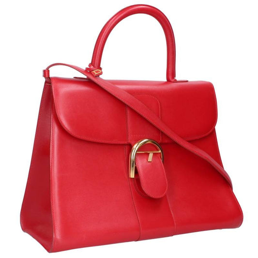 DELVAUX Brillant GM Leather 2-Way Handbag Red Size GM