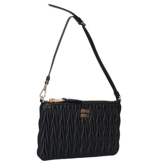 miumiu Matelassé Logo Plate Handbag Black/Gold Size ONE SIZE