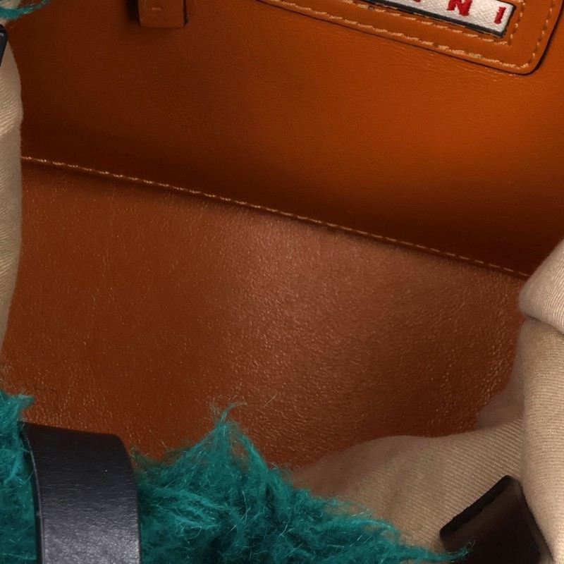 MARNI Fur Handbag Orange/Green Size ONE SIZE