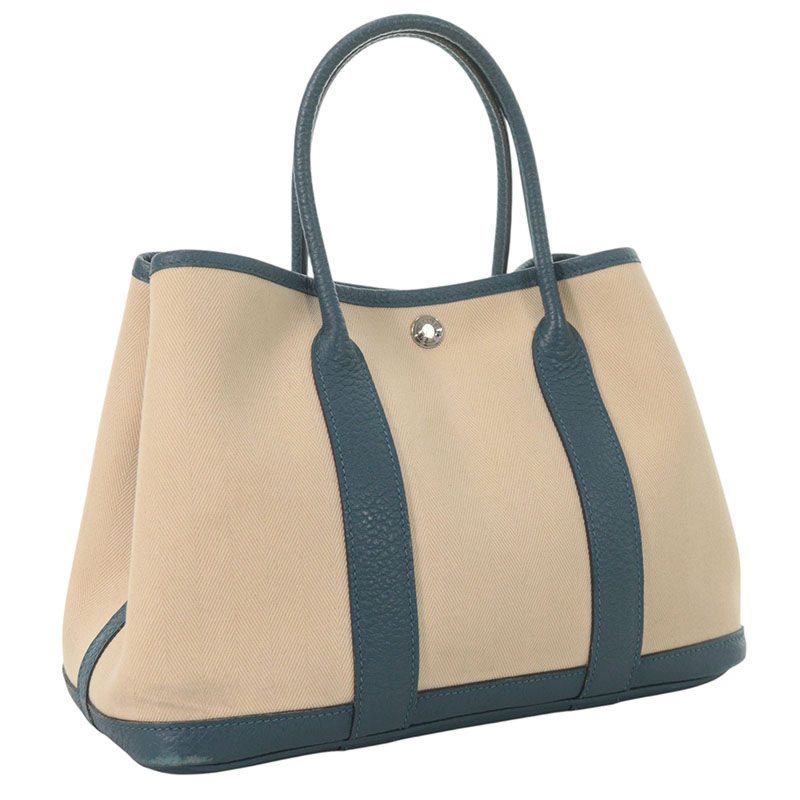 HERMES Garden Party Toile Chevrons Handbag Multi Size TPM