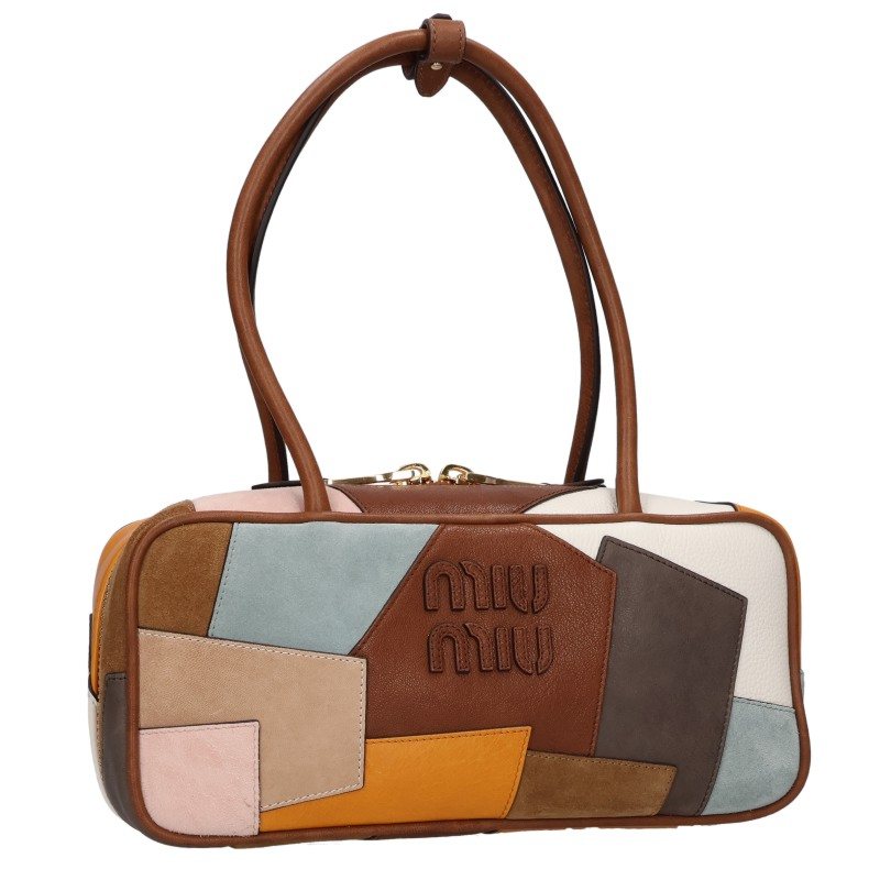 miumiu Logo Leather Patchwork Handbag Multi Size ONE SIZE