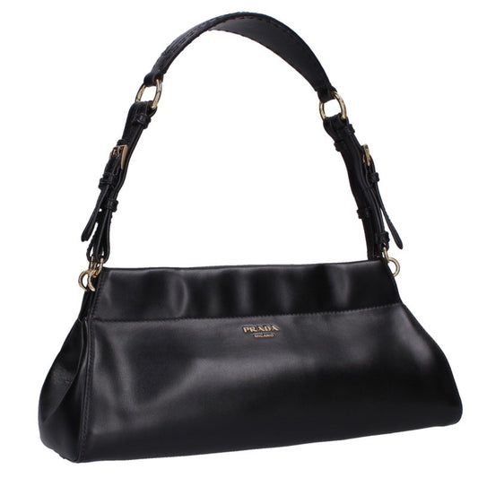 PRADA Logo Leather Handbag Black