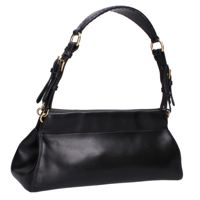 PRADA Logo Leather Handbag Black Size ONE SIZE