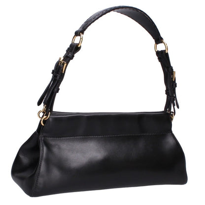 PRADA Logo Leather Handbag Black Size ONE SIZE