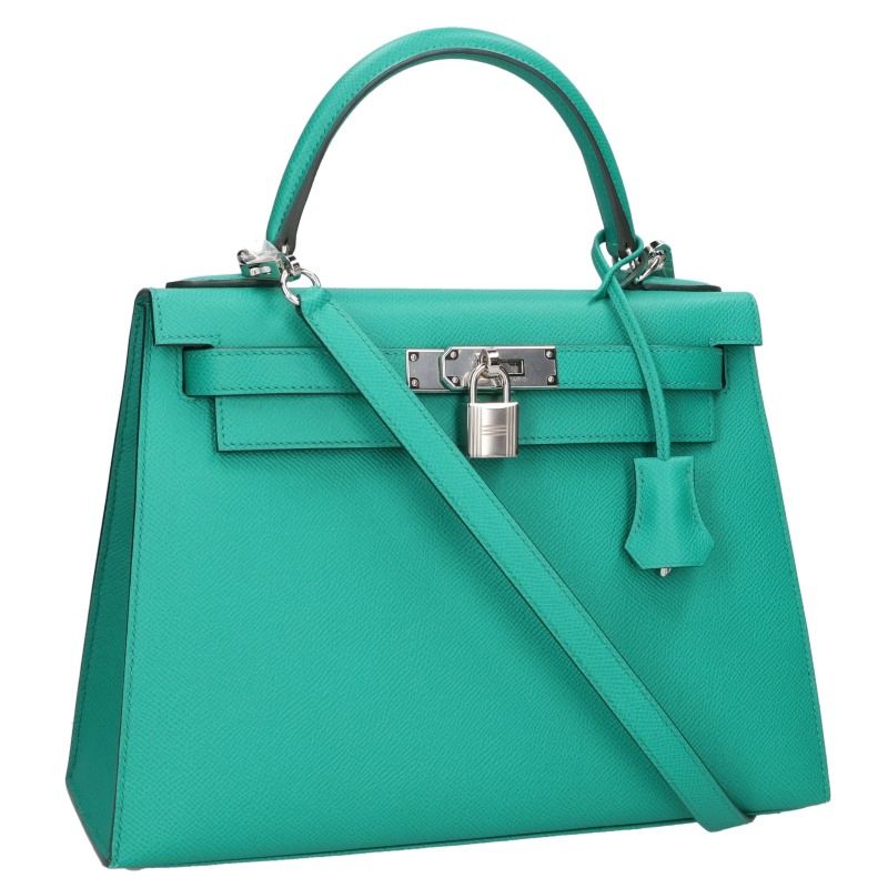 HERMES Kelly 28 Sellier Epsom Vert Jade Handbag Size 28