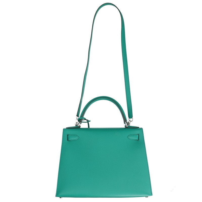HERMES Kelly 28 Sellier Epsom Vert Jade Handbag Size 28