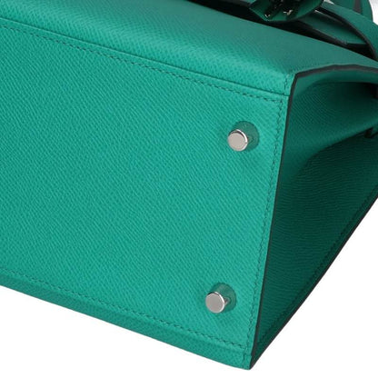 HERMES Kelly 28 Sellier Epsom Vert Jade Handbag Size 28