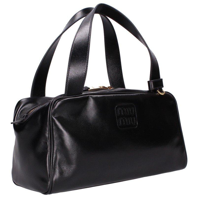 miumiu Top Handle Leather Handbag Black Size ONE SIZE