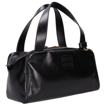miumiu Top Handle Leather Handbag Black Size ONE SIZE