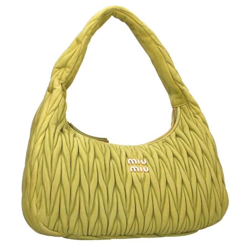 miumiu Wonder Matelassé Logo Handbag Green Size ONE SIZE