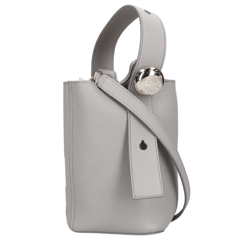 LOEWE Pebble Bucket 2-Way Leather Bag Gray Size ONE SIZE