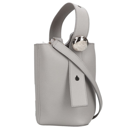 LOEWE Pebble Bucket 2-Way Leather Bag Gray Size ONE SIZE