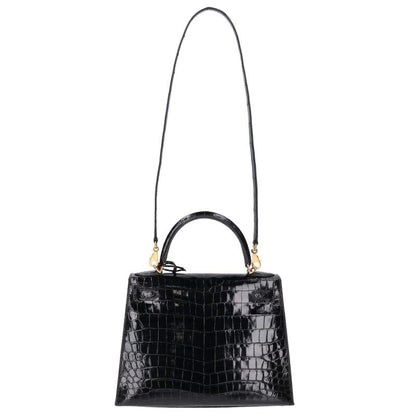 HERMES Kelly 28 Niloticus Lisse Sellier Handbag Size 28