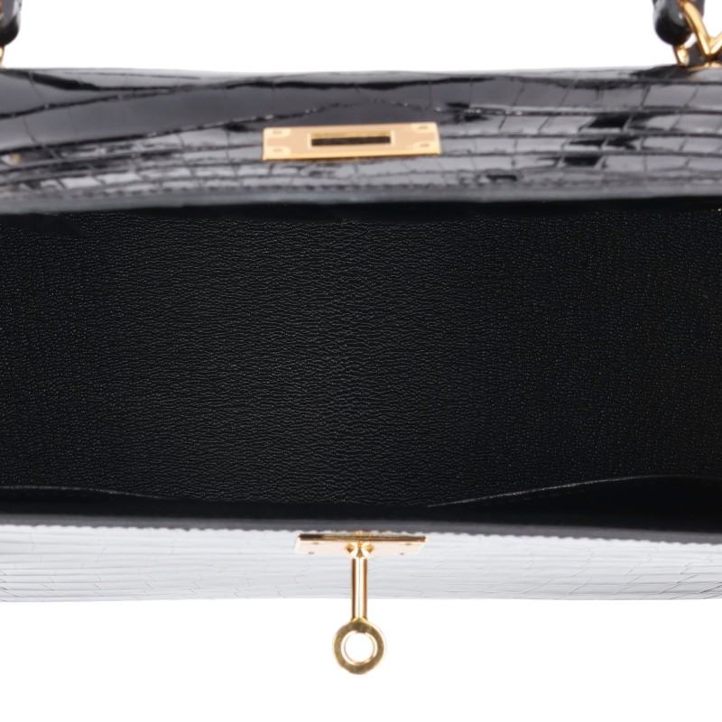 HERMES Kelly 28 Niloticus Lisse Sellier Handbag Size 28