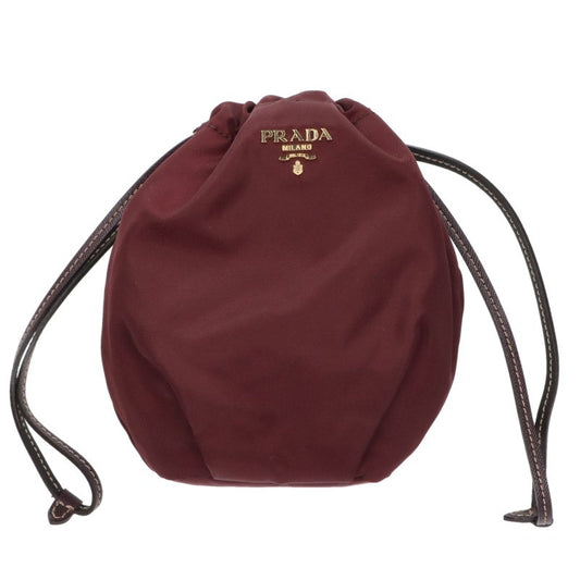 PRADA Nylon Drawstring Pouch Handbag Red Size ONE SIZE