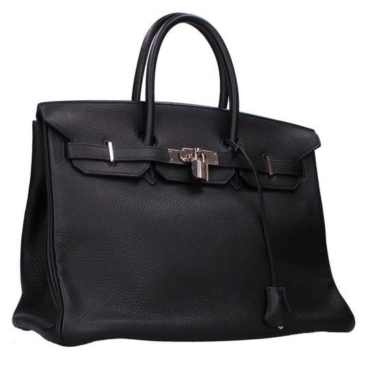HERMES Birkin 35 Togo Handle Bag Black Silver