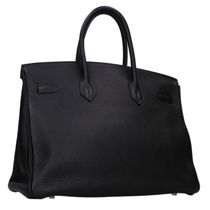 HERMES Birkin 35 Togo Handle Bag Black Silver