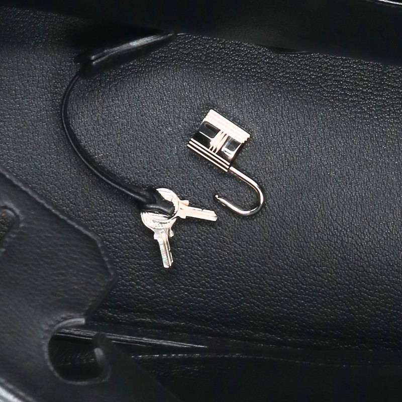 HERMES Birkin 35 Togo Handle Bag Black Silver