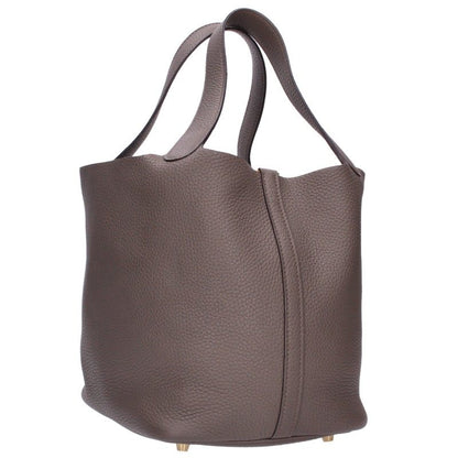 HERMES Picotin Lock MM Taurillon Bag Gray/Gold Size MM