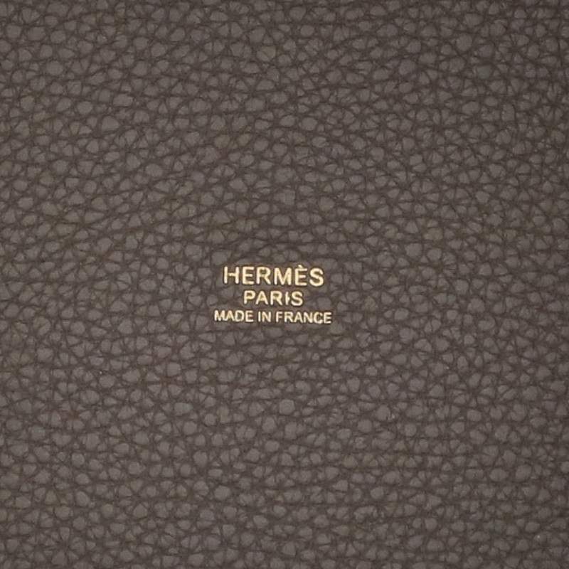 HERMES Picotin Lock MM Taurillon Bag Gray/Gold Size MM
