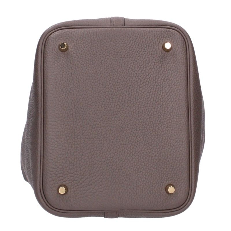 HERMES Picotin Lock MM Taurillon Bag Gray/Gold Size MM