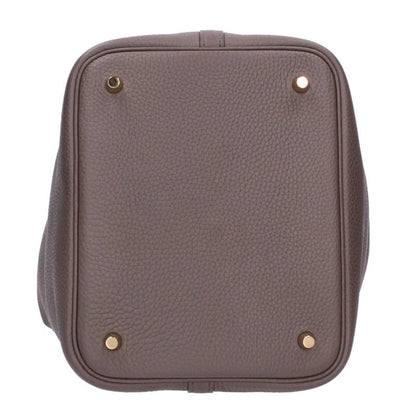 HERMES Picotin Lock MM Taurillon Bag Gray/Gold Size MM