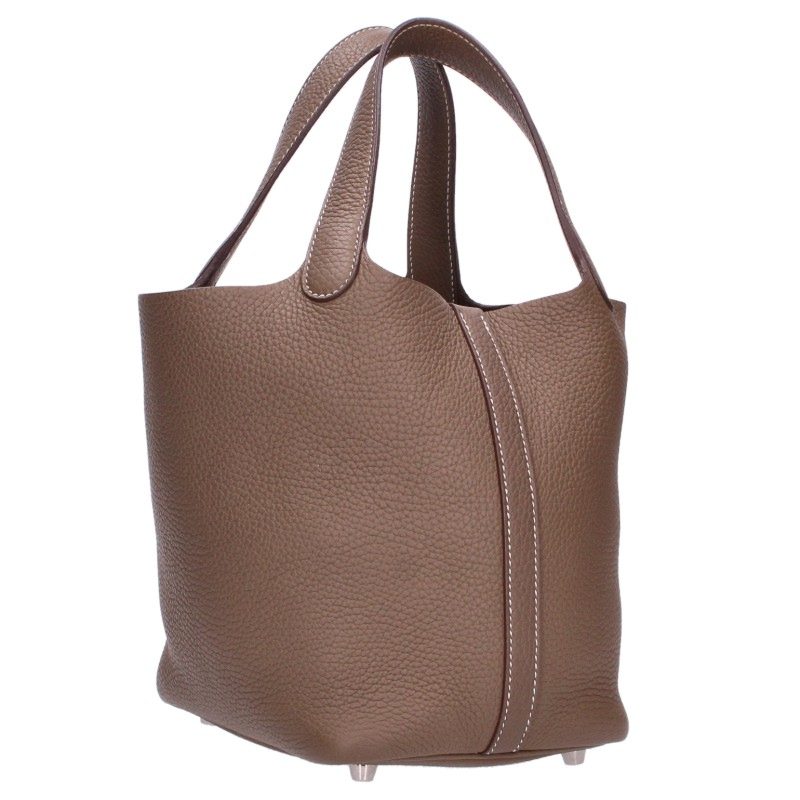 HERMES Picotin Lock PM Taurillon Bag Brown/Silver Size PM