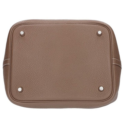 HERMES Picotin Lock MM Taurillon Clemence Bag Etoupe Size MM