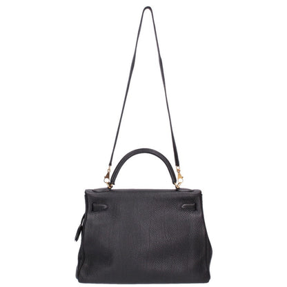 HERMES Kelly 32 Togo Noir Gold Handbag Black