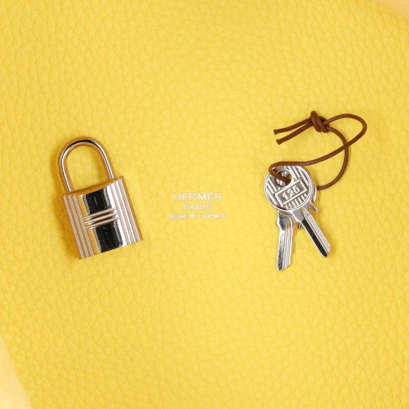 HERMES Picotin Lock Taurillon Clemence Bag Yellow Size MM