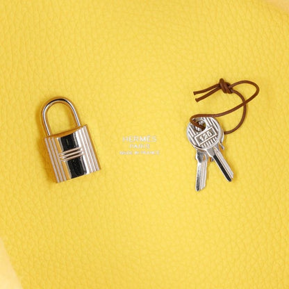 HERMES Picotin Lock Taurillon Clemence Bag Yellow Size MM