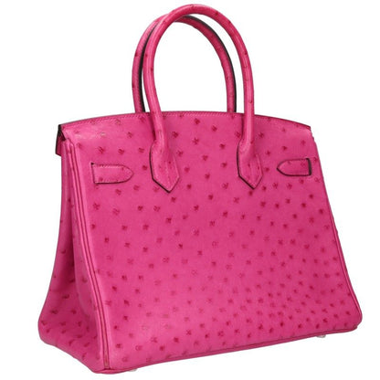 HERMES Birkin 30 Ostrich Handle Bag Pink