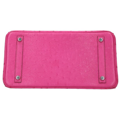 HERMES Birkin 30 Ostrich Handle Bag Pink