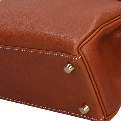 HERMES Kelly 25 Barenia Faubourg Handle Brown Gold Handbag