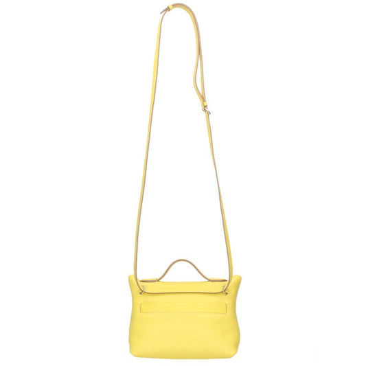 HERMES 24 Mini Evercolor Swift Handbag Yellow/Silver Size 21