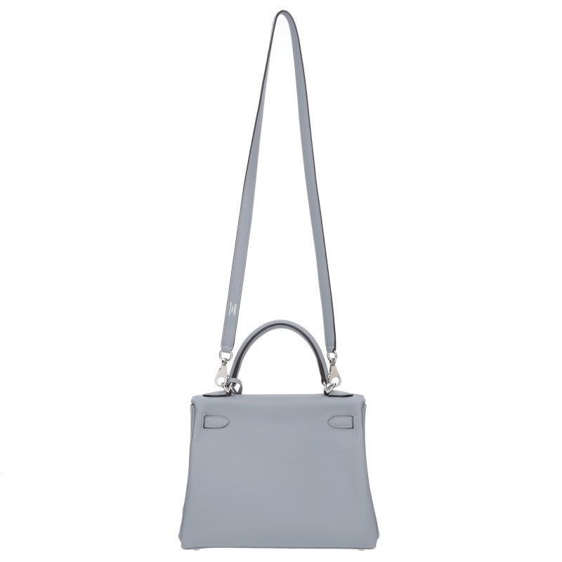 HERMES Kelly 25 Veau Swift Grey Silver Bag