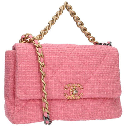 CHANEL CHANEL 19 Large Tweed Shoulder Bag Pink Size ONE SIZE