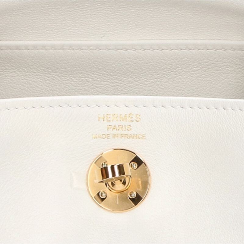 HERMES Lindy Mini 20 Swift Shoulder Bag White Size ONE SIZE
