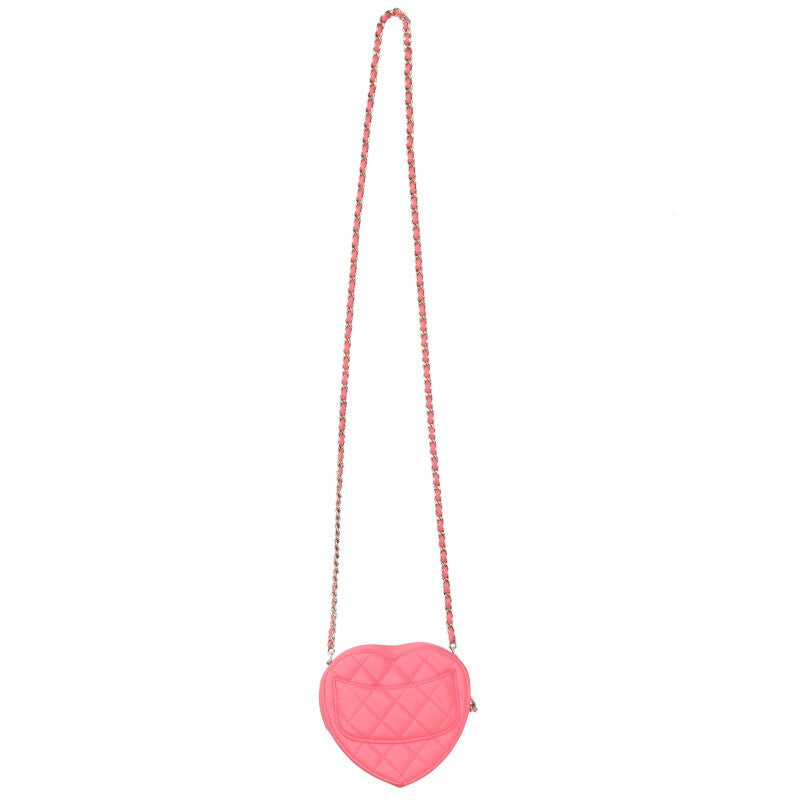 CHANEL Matelasse Heart Chain Shoulder Bag Pink Size ONE SIZE