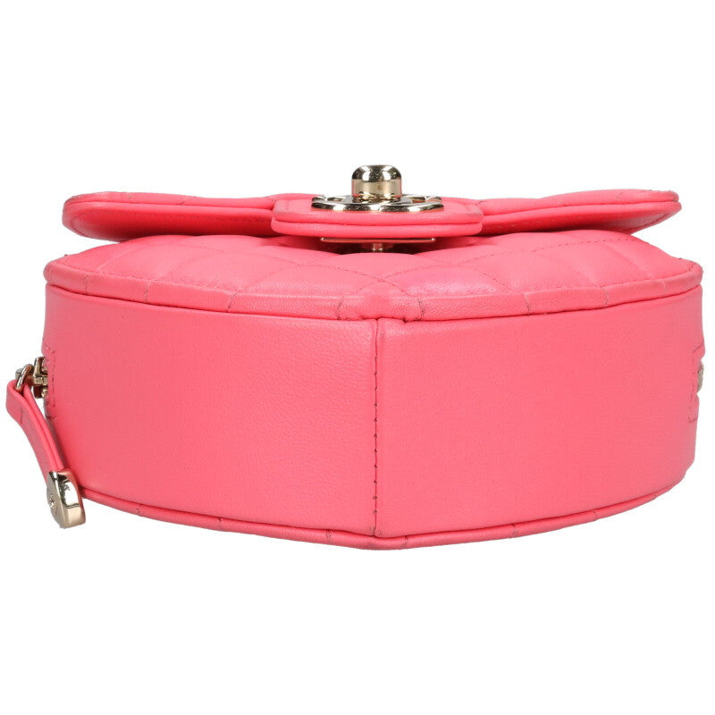 CHANEL Matelasse Heart Chain Shoulder Bag Pink Size ONE SIZE