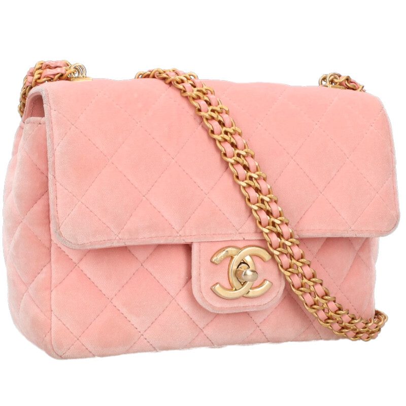 CHANEL Mini Matelasse 20 Velvet Chain Bag Pink Size ONE SIZE